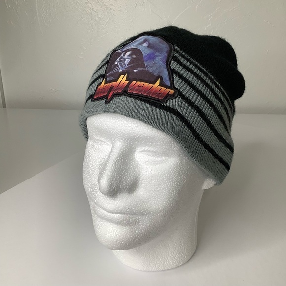 Star Wars Darth Vader large front Logo knit beanie cap hat size One Size EUC - Picture 2 of 16
